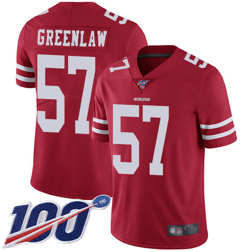 San Francisco 49ers Limited Red Men Dre Greenlaw Home NFL Jersey #57 100th Season Vapor Untouchable->women nfl jersey->Women Jersey